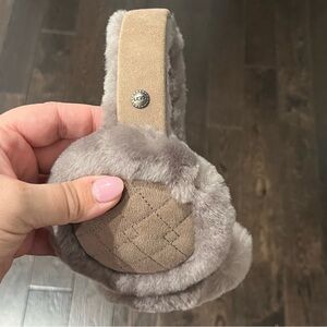 UGG Plush Faux Fur Ear Muffs in Light Taupe